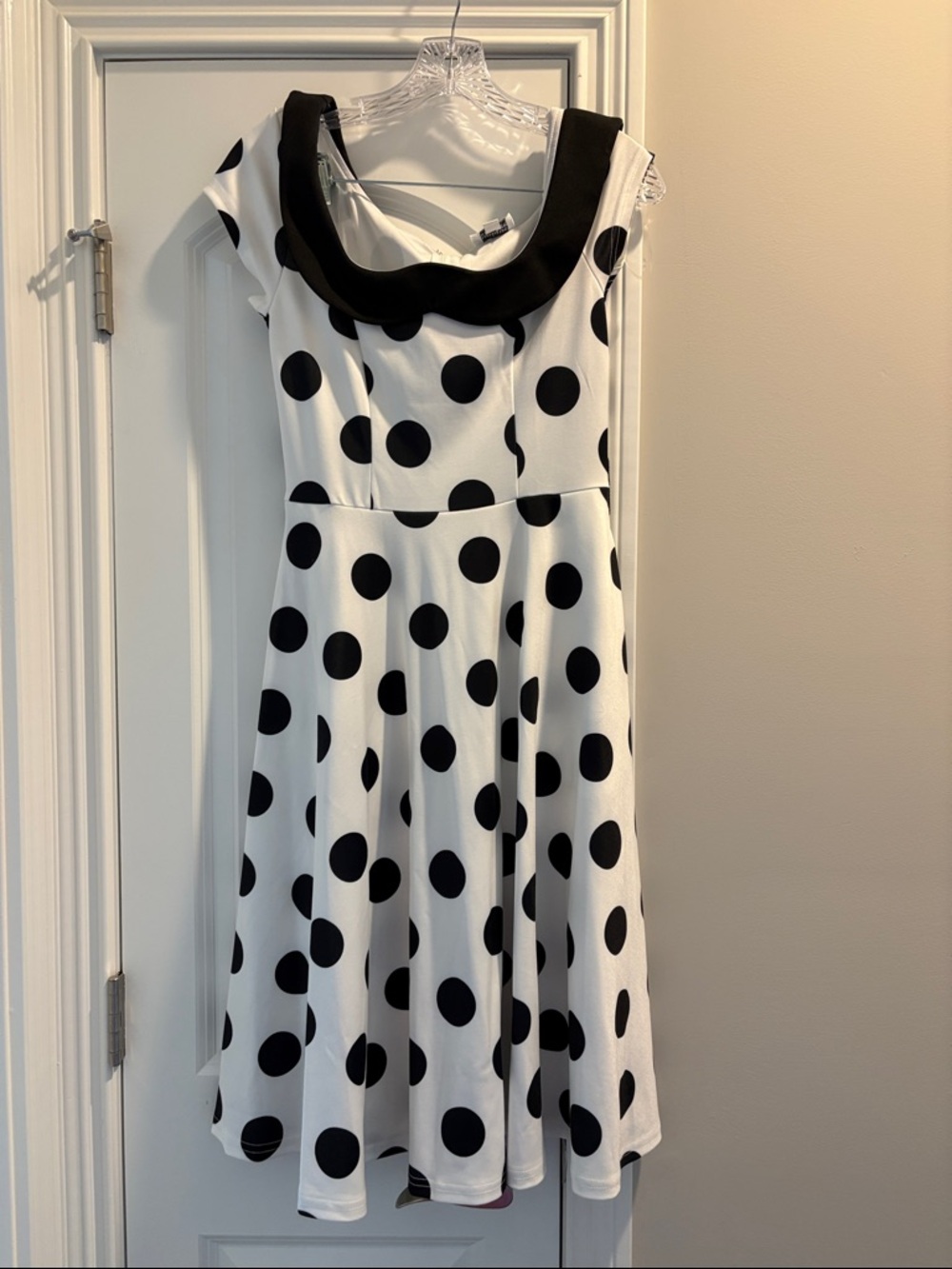 Unique Vintage Black and White Polka Dot Dress